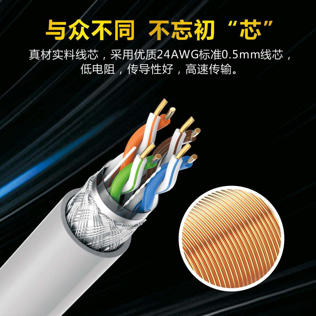 室内超五类双屏蔽双绞网线0.5监控工程SFTP双8芯千兆网络线