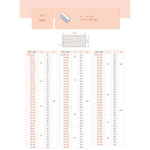 0模具配板件撑头底支撑柱25-50限位柱模脚直径0-8mm长60-2210mm圆
