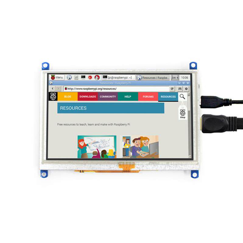 微雪 树莓派4 5寸显示屏 800×480 LCD 电阻触摸屏 HDMI 音频输出