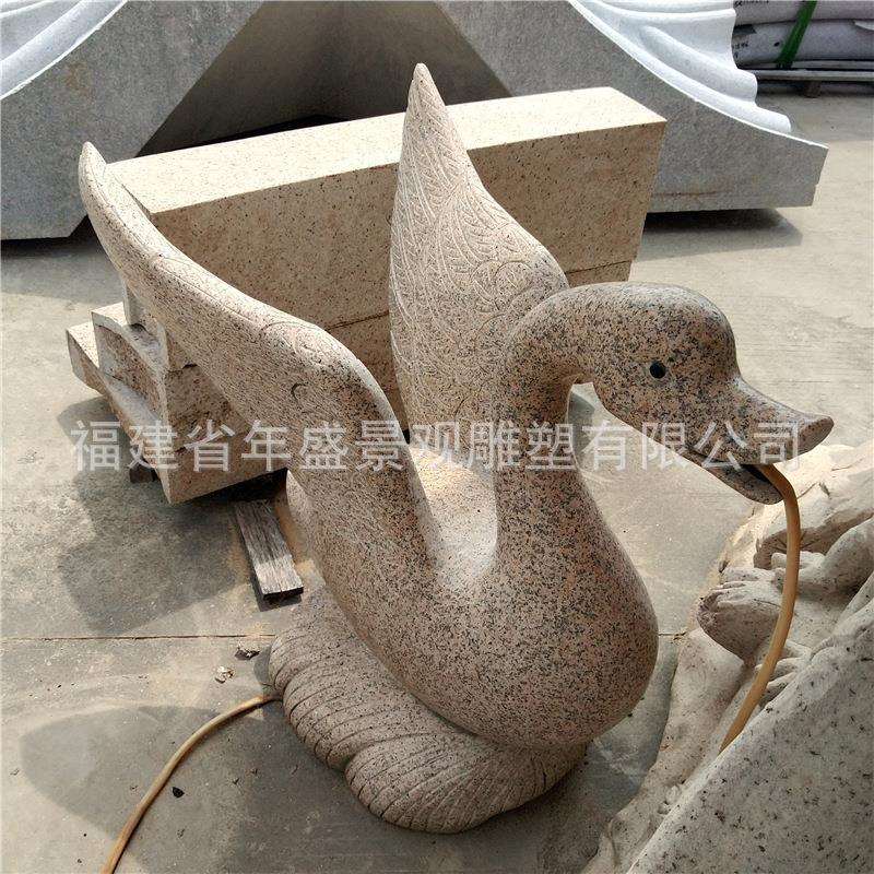 石雕吐水动物雕塑 喷水天鹅摆件 花园广场水池边摆件 福建厂家
