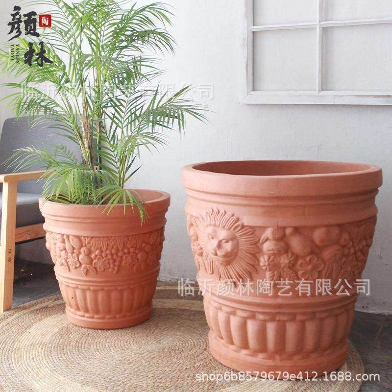 红陶盆陶盆泥瓦盆超大花盆大盆高盆敞口深盆景观陶盆素盆大码花盆