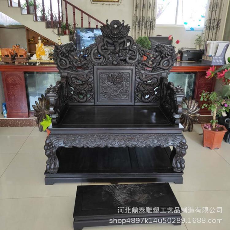 铸铜大型龙椅雕塑 精品铜雕龙椅 皇帝龙椅 龙椅贴金彩绘价格