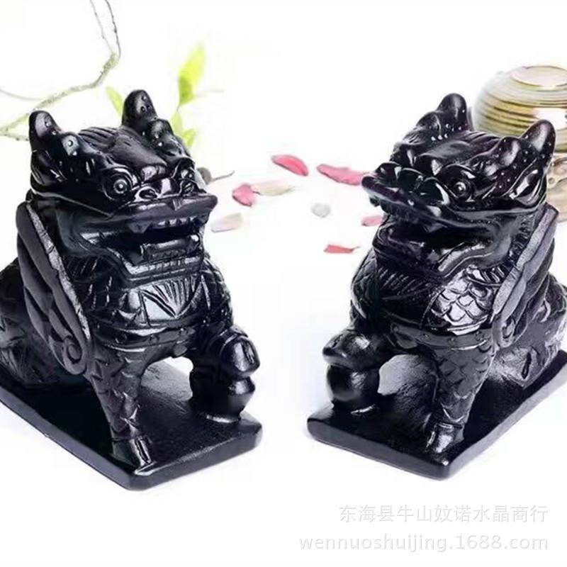 黑曜石麒麟摆件 大号麒麟摆件 吉祥圣物气 气福气气麒麟吉祥