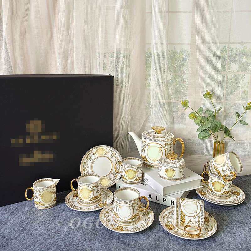 欧式轻奢骨瓷咖啡具套装15头咖啡具茶壶奶壶糖罐杯碟组合送礼