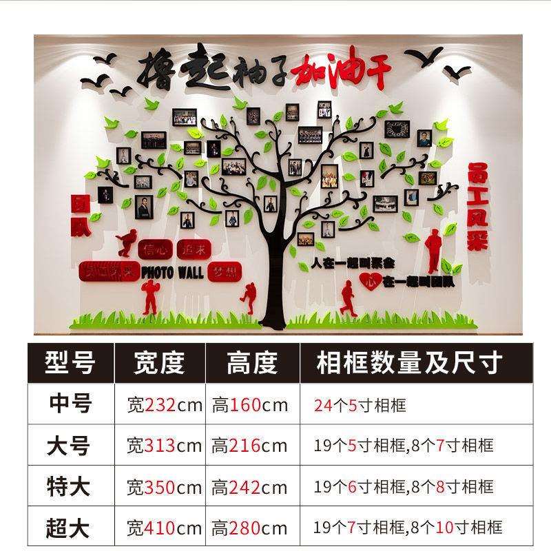 公司企业办公室文化墙壁装饰3d立体励志墙贴纸标语员工风采照片墙