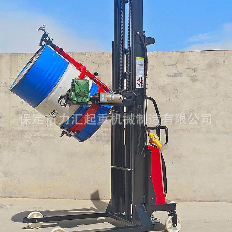 半电动圆桶车电动升降电动翻转油桶车倒料车铁桶塑料桶双用搬运车