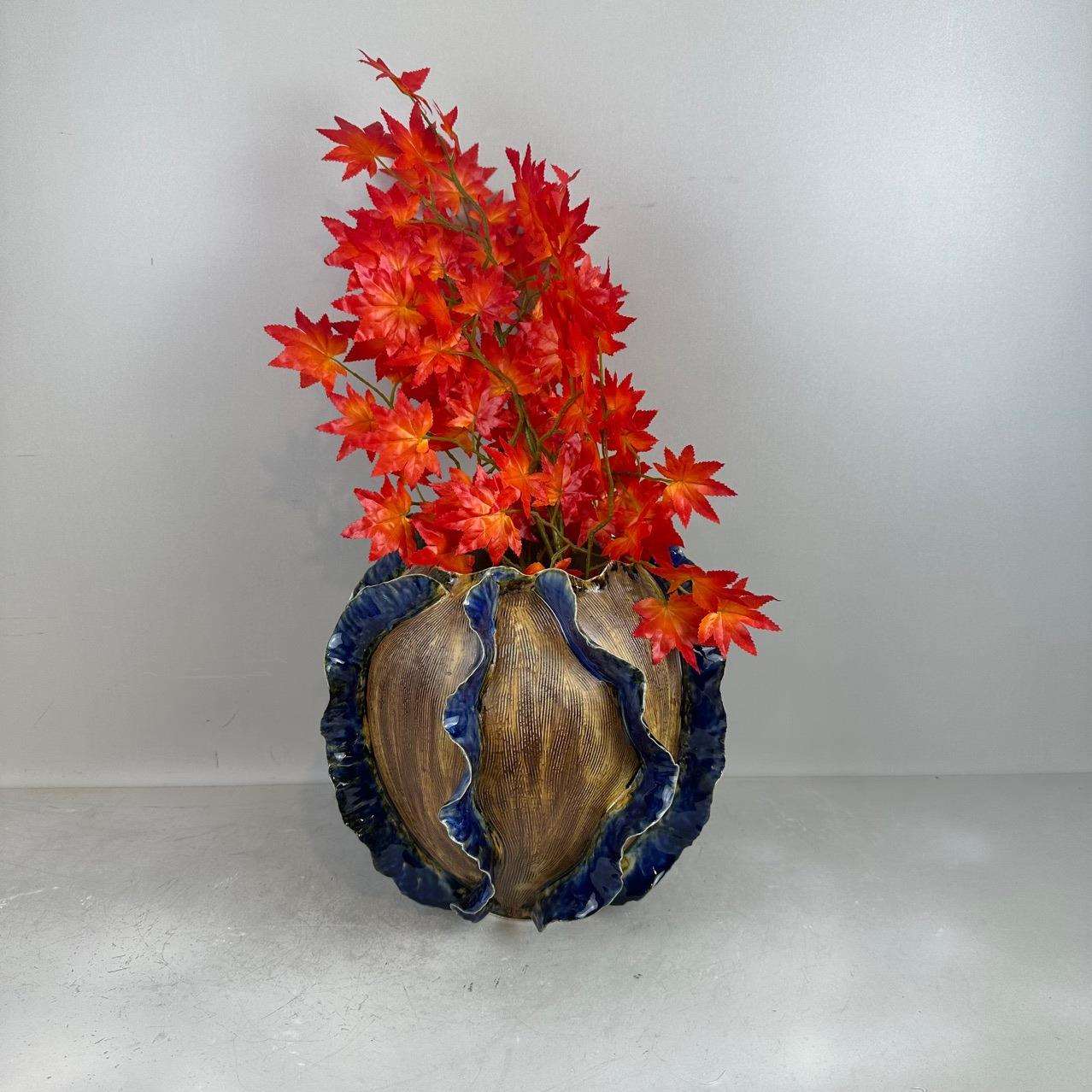 现代新中式中古风手绘水墨陶瓷花器杨桃造型摆件桌面酒店样板间