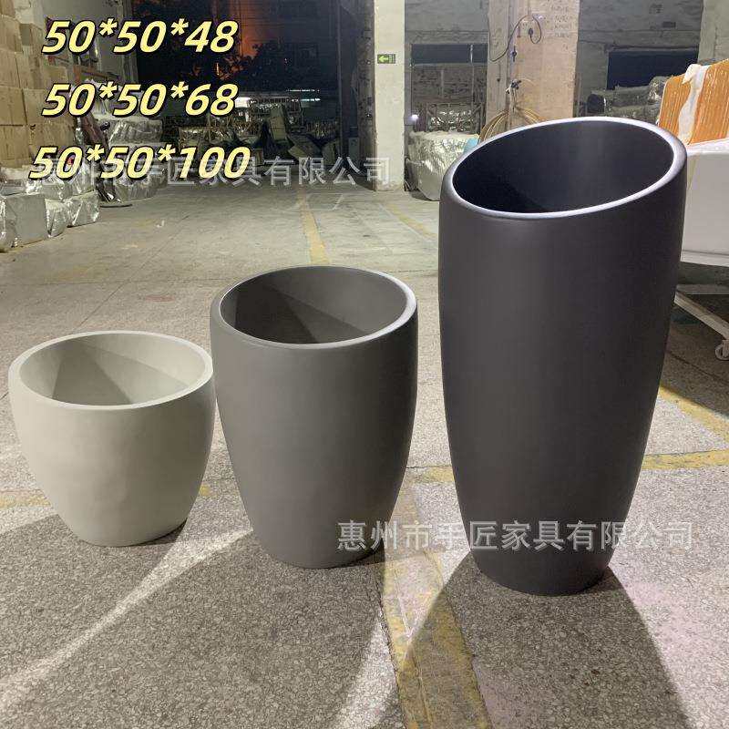 户外玻璃钢斜口花盆组合商超酒店别墅种植花钵落地式室内景观摆件
