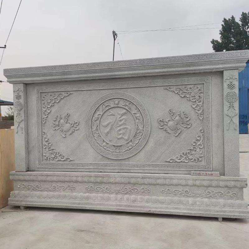 石雕影壁墙供应花草山水壁画红文化浮雕墙晚霞红中式庭院壁画墙