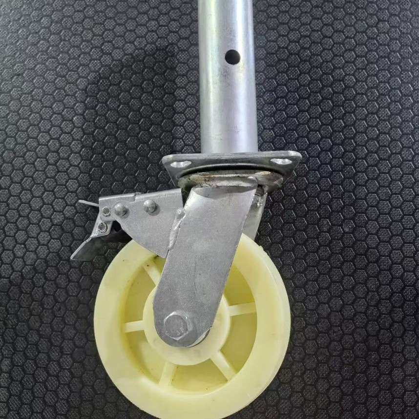 易之业六寸八寸脚轮带可调脚丝杆聚氨酯重型铝合金脚手架刹车轮子