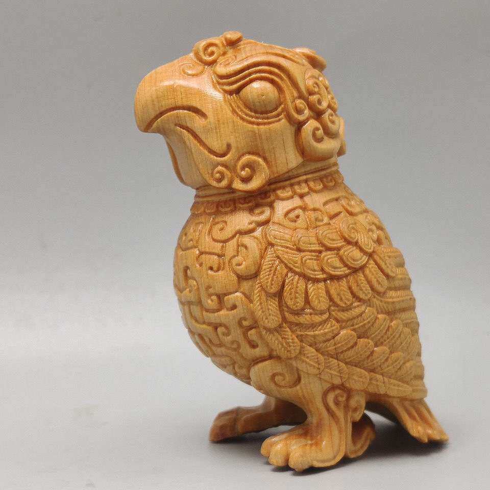 太行崖柏子乍弄鸟尊摆件实木雕刻鸟类工艺品青铜鸟手把件桌面茶宠
