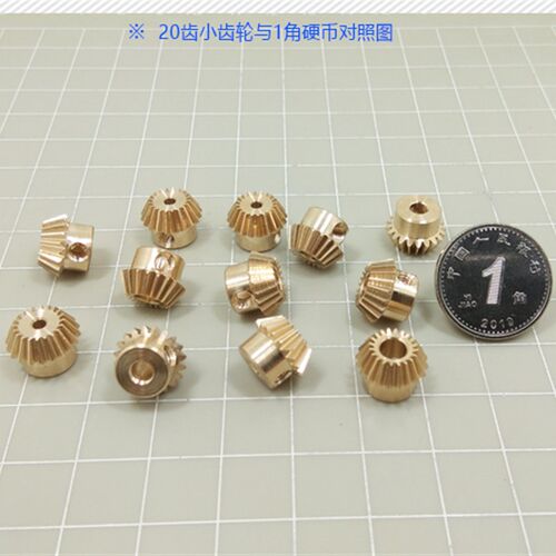 05模1:2减速锥齿轮 20齿40齿黄铜伞齿轮套装 90度转角直齿轮传动
