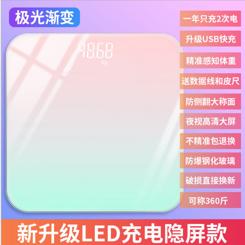 2023新款电子秤体重秤人体健康秤多功能渐变色电子体重称