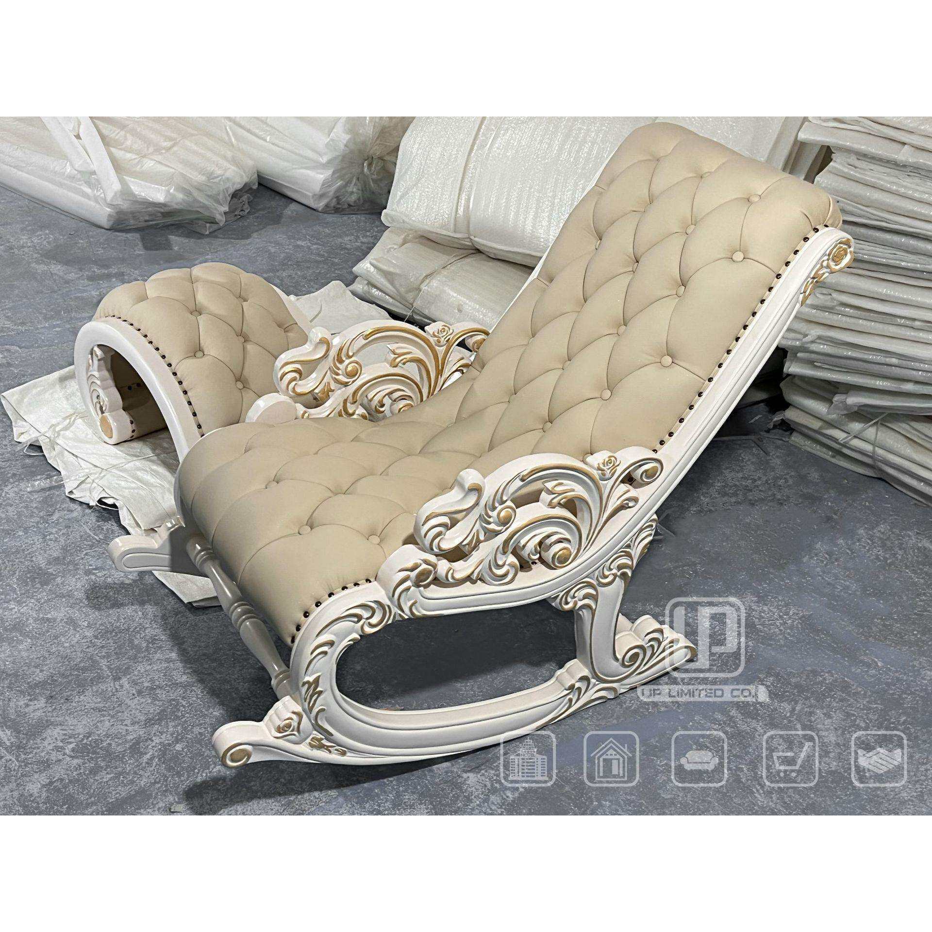 欧式全实木手工雕刻摇摇椅转角法式雕花贵妃休闲摇摇椅组合躺椅