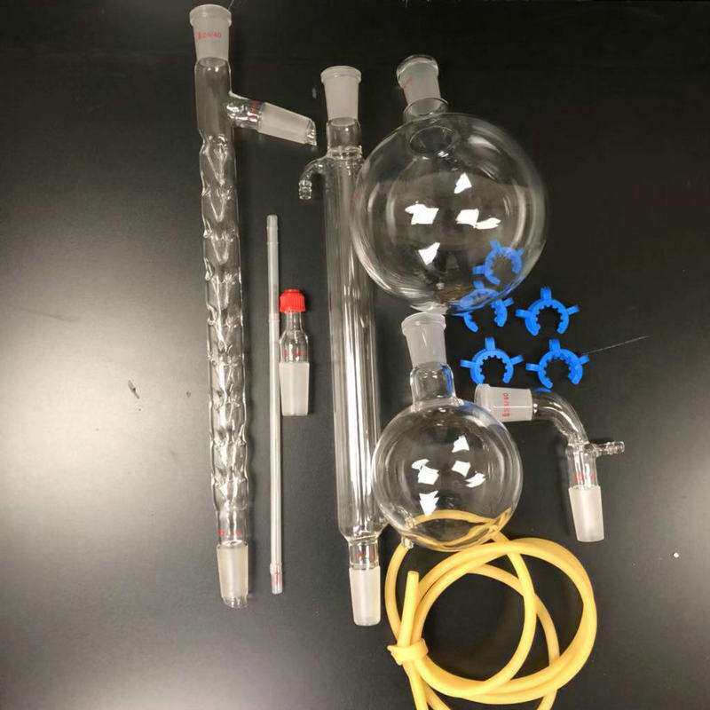 全玻蒸馏装置全套 纯露提纯套装蛇形冷凝管蒸馏烧瓶化学实验器材