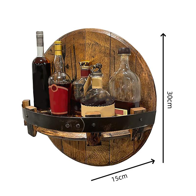 波旁威士忌酒桶架 手工木制酒水展示台 壁挂式酒架外贸图片