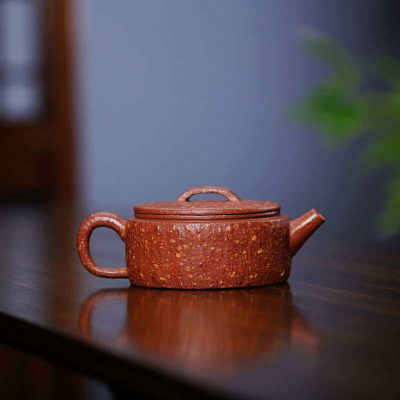全手工汉瓦紫砂壶名家原矿粗砂红降坡泥茶壶筋纹器宜兴茶具家用