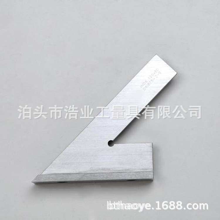 加宽底座角尺 长短边DIN875/II 100X70不锈钢45度平口带座角尺