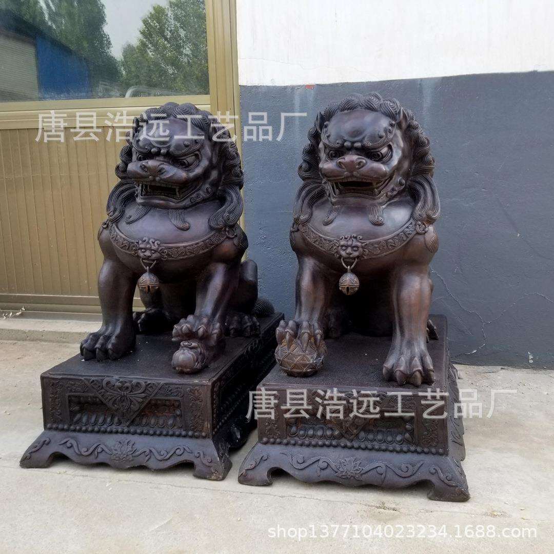 铸铜大型狮子摆件公园玻璃钢仿铜动物汇丰狮塑工艺品像雕塑