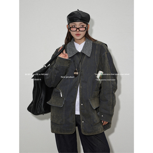 Rubyoffice重工宽松做旧羽绒服女设计感小众休闲工装派克外套