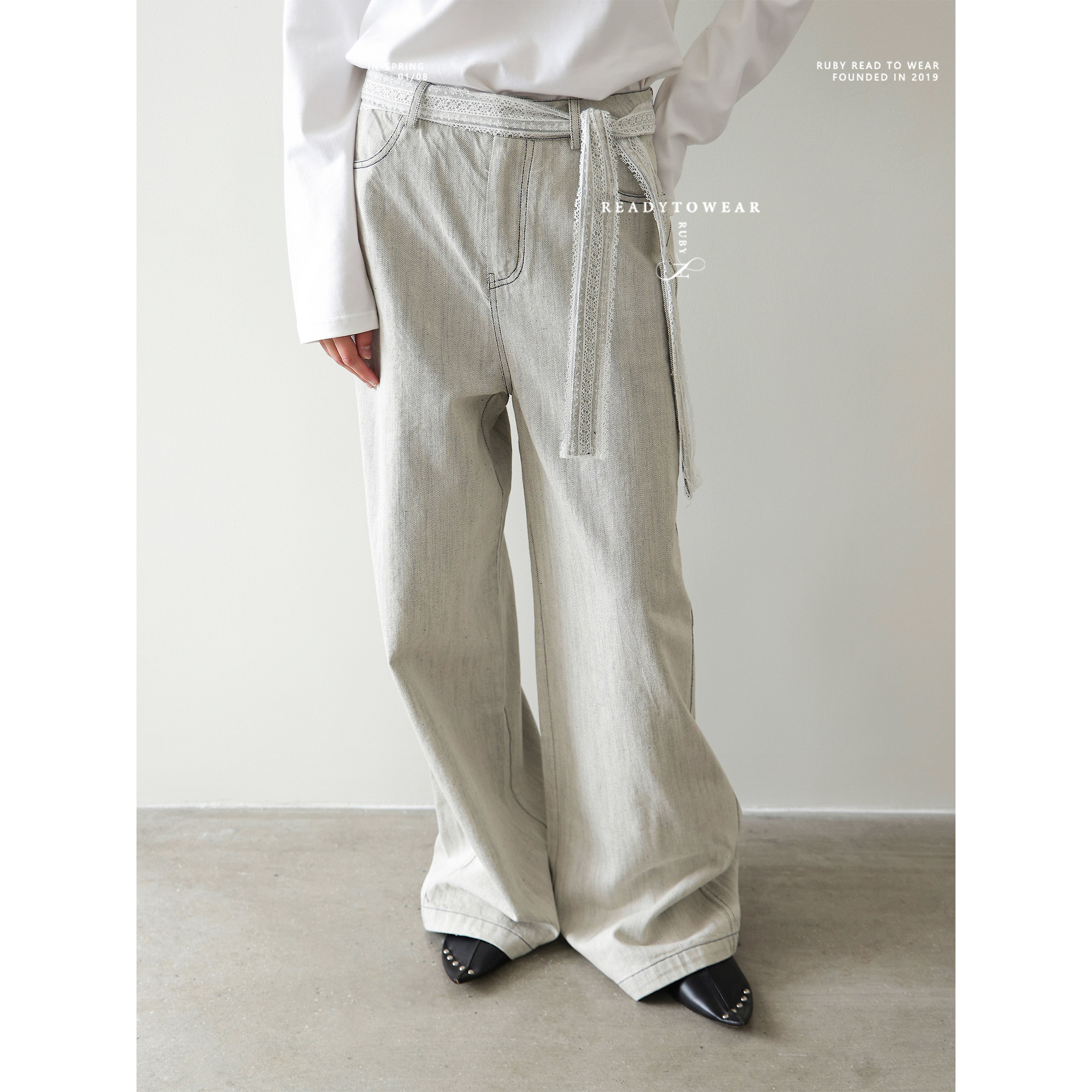 Rubyoffice 设计感绑带牛仔裤女2026春季新款高腰抽绳直筒阔腿裤,女装/女士精品,牛仔裤,淘宝优惠券,粉丝福利购,淘宝优惠卷