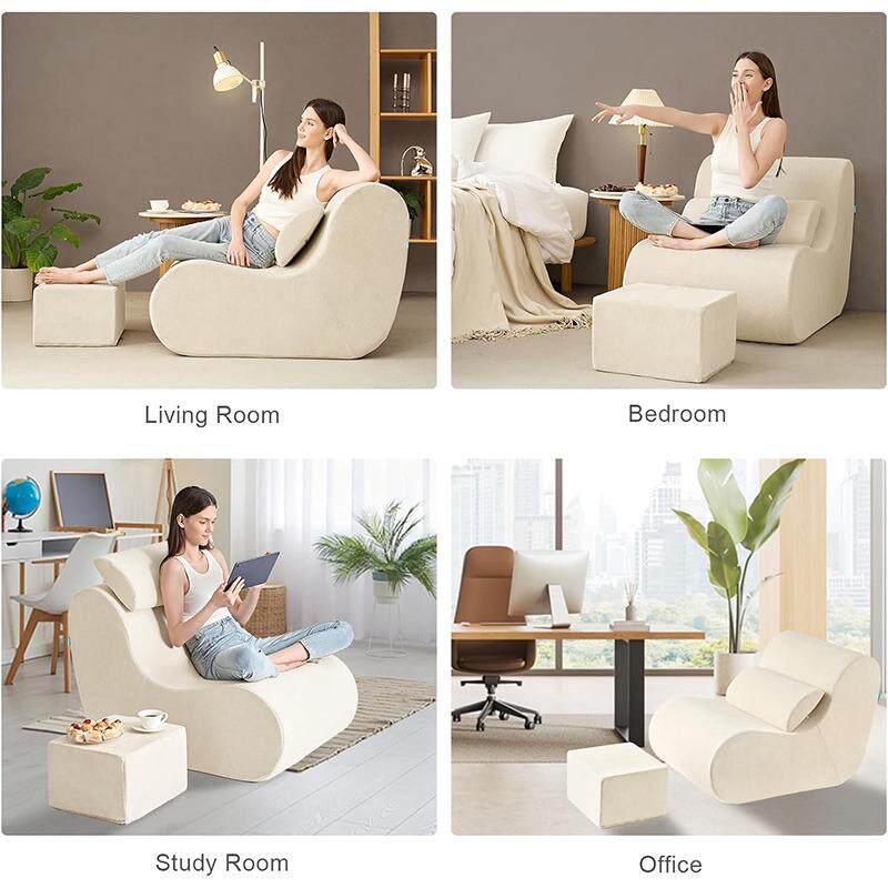 亚马逊压缩沙发高密度泡沫沙发脚凳懒地板阅读椅Compressed sofa