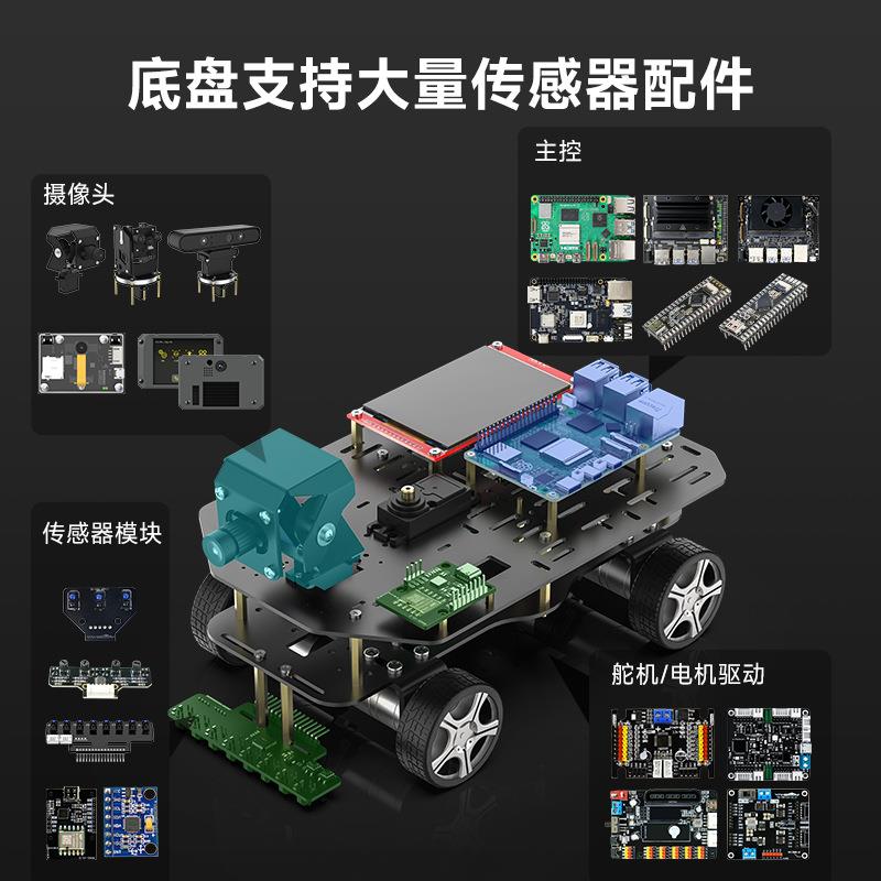 轮式小车底盘铝合金电动四驱差速TI杯电子设计竞赛电机小于15cm宽