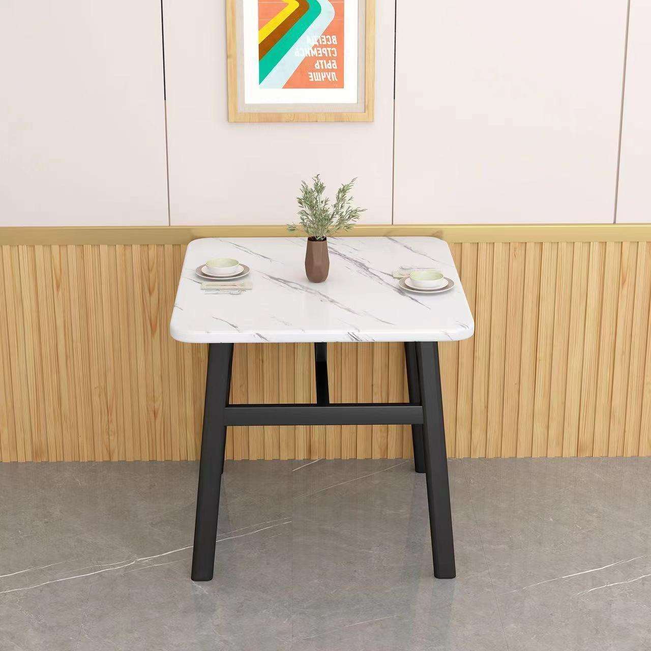 轻奢仿大理石商用餐桌长方形饭桌靠墙出租房饭店面馆餐饮桌椅组合