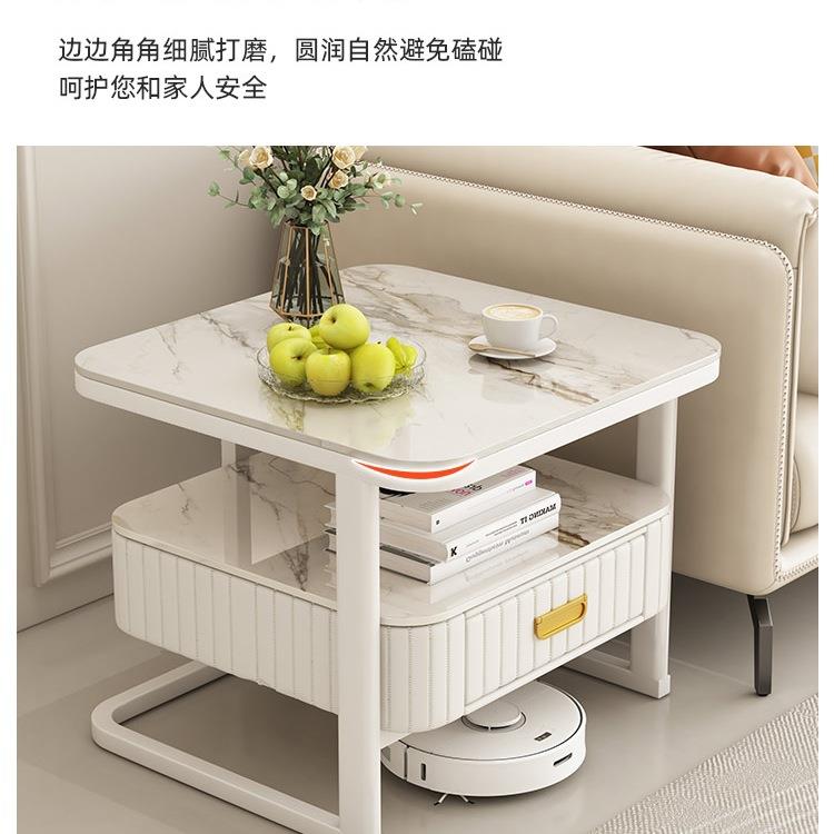 岩板沙发边几边柜现代简约创意方形可移动小桌子置物架卧室床头柜