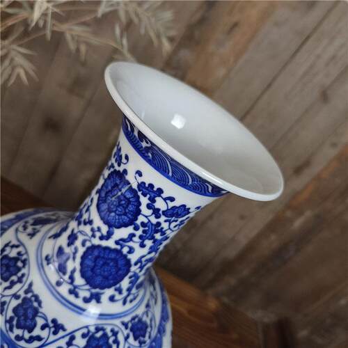 景德镇陶瓷器中式青花瓷花摆件公室客厅博古架玄关插花装饰品