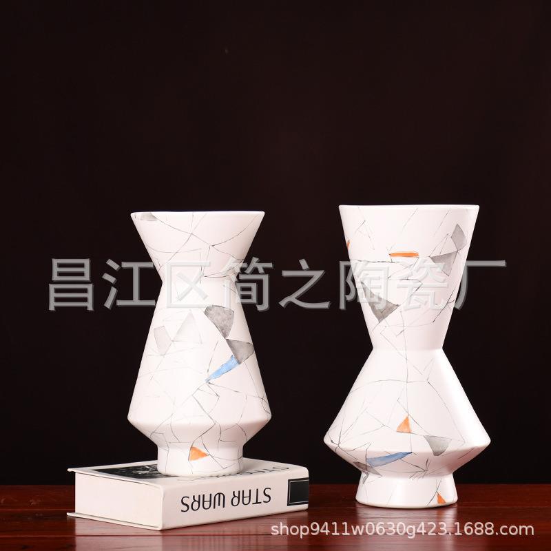 中式简约创意陶瓷花瓶摆件仿真花干花插花装饰品家居客厅卧室摆设
