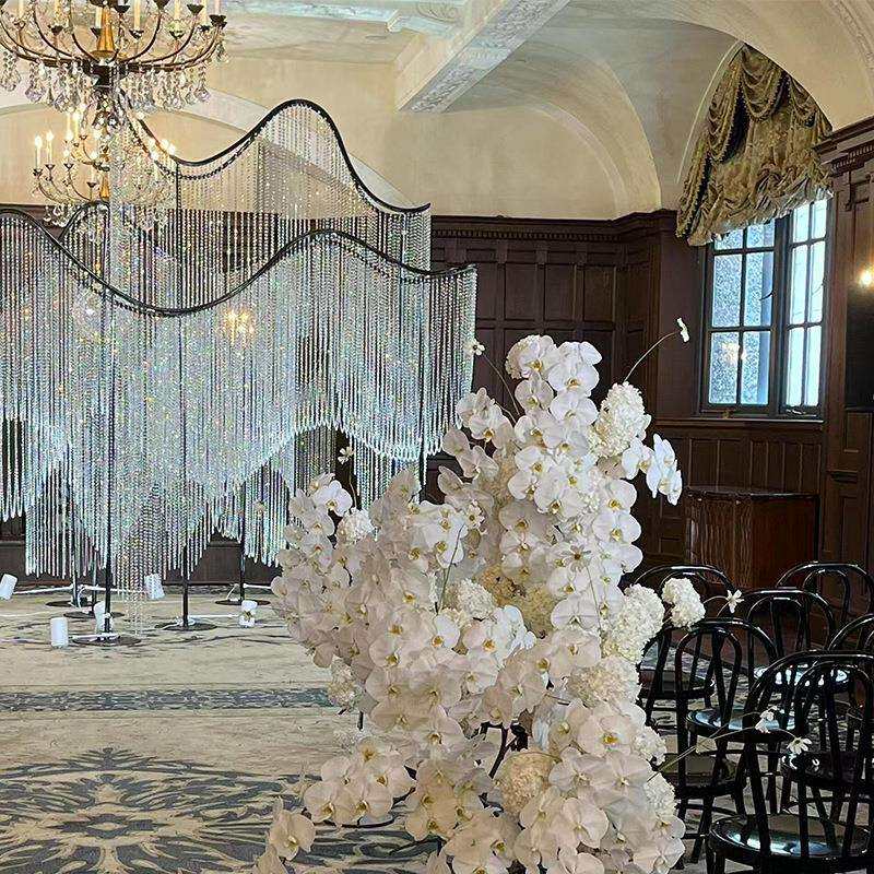 婚庆成品亚克力珠帘波浪挂件婚礼堂吊顶装饰舞台背景永恒之恋路引