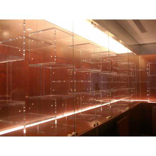 亚克力壁柜透明多宝阁LED发光置物柜墙柜有机玻璃储物柜博古架厂