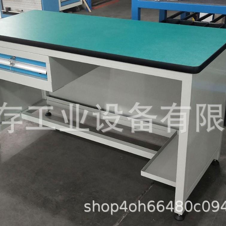 电脑操作台 绿色防静电重型工作桌 带吊柜抽屉办公桌 方管焊接台
