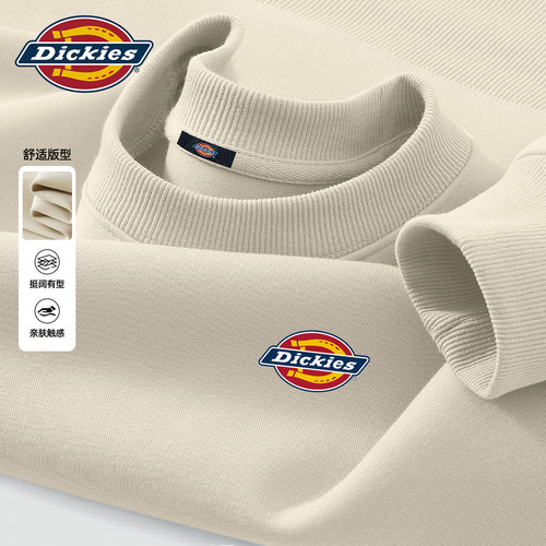 Dickies奶茶色男女款圆领卫衣春