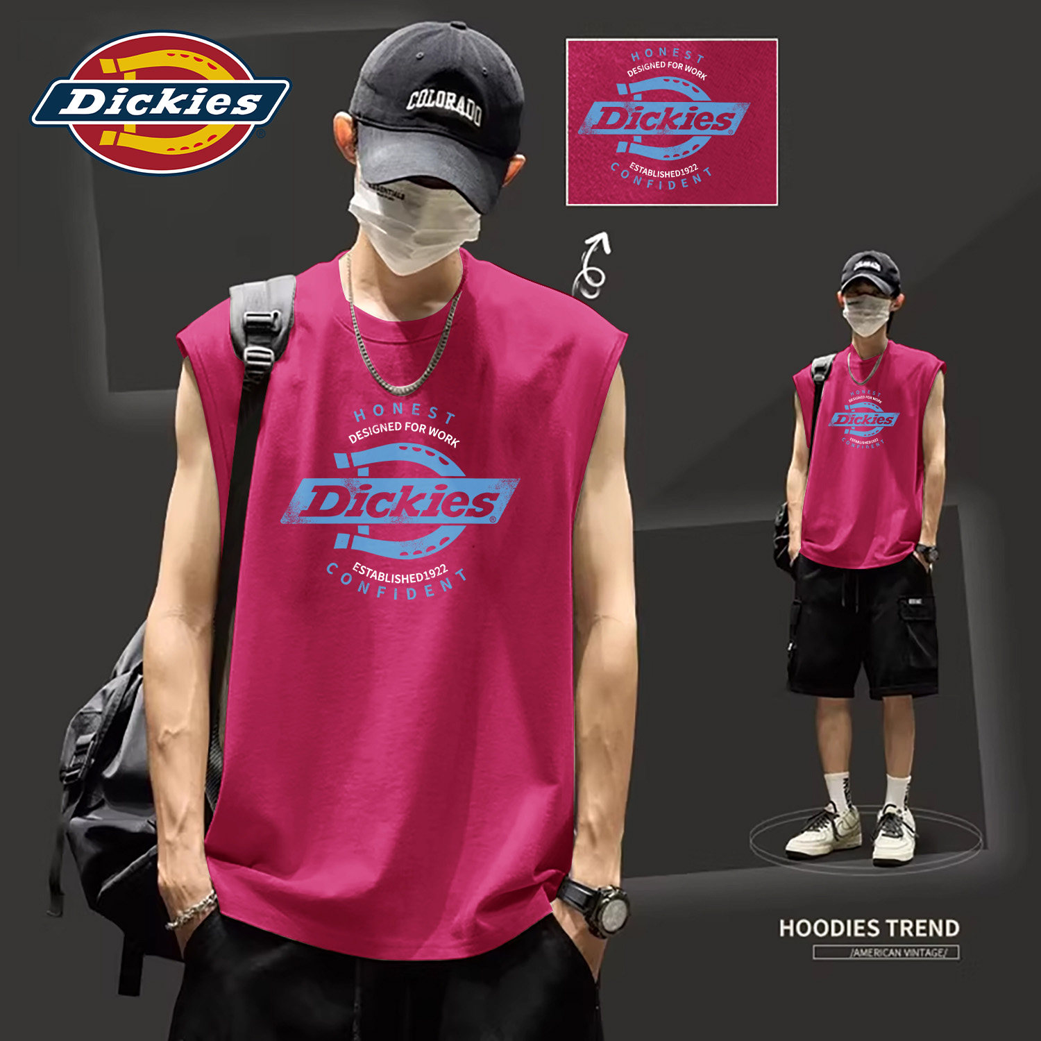 Dickies美式无袖背心男生2026新款夏季百搭坎肩宽松休闲男士上衣