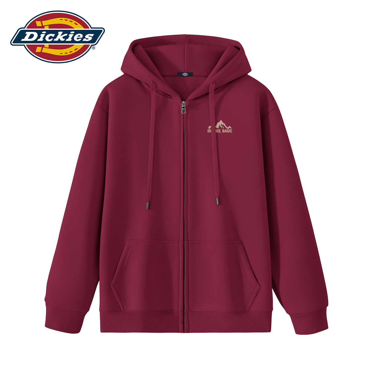 Dickies酒红色开衫卫衣男女同款