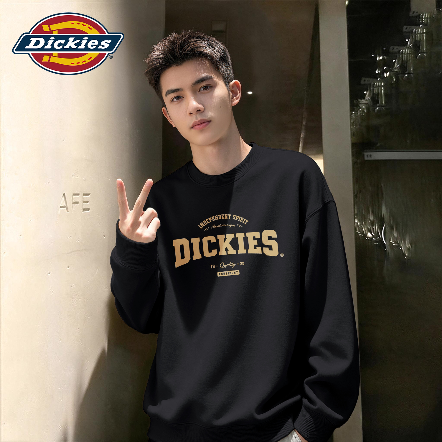 Dickies男生加绒圆领卫衣秋冬