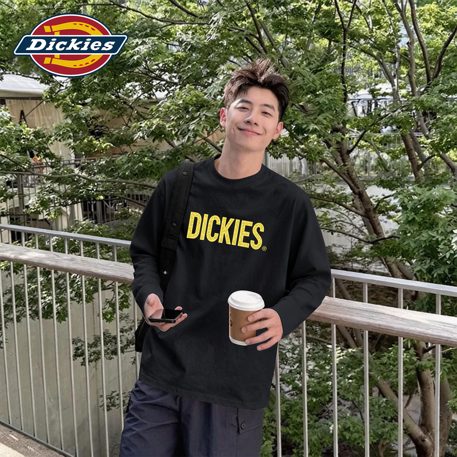 Dickies黑色长袖T恤男2026秋