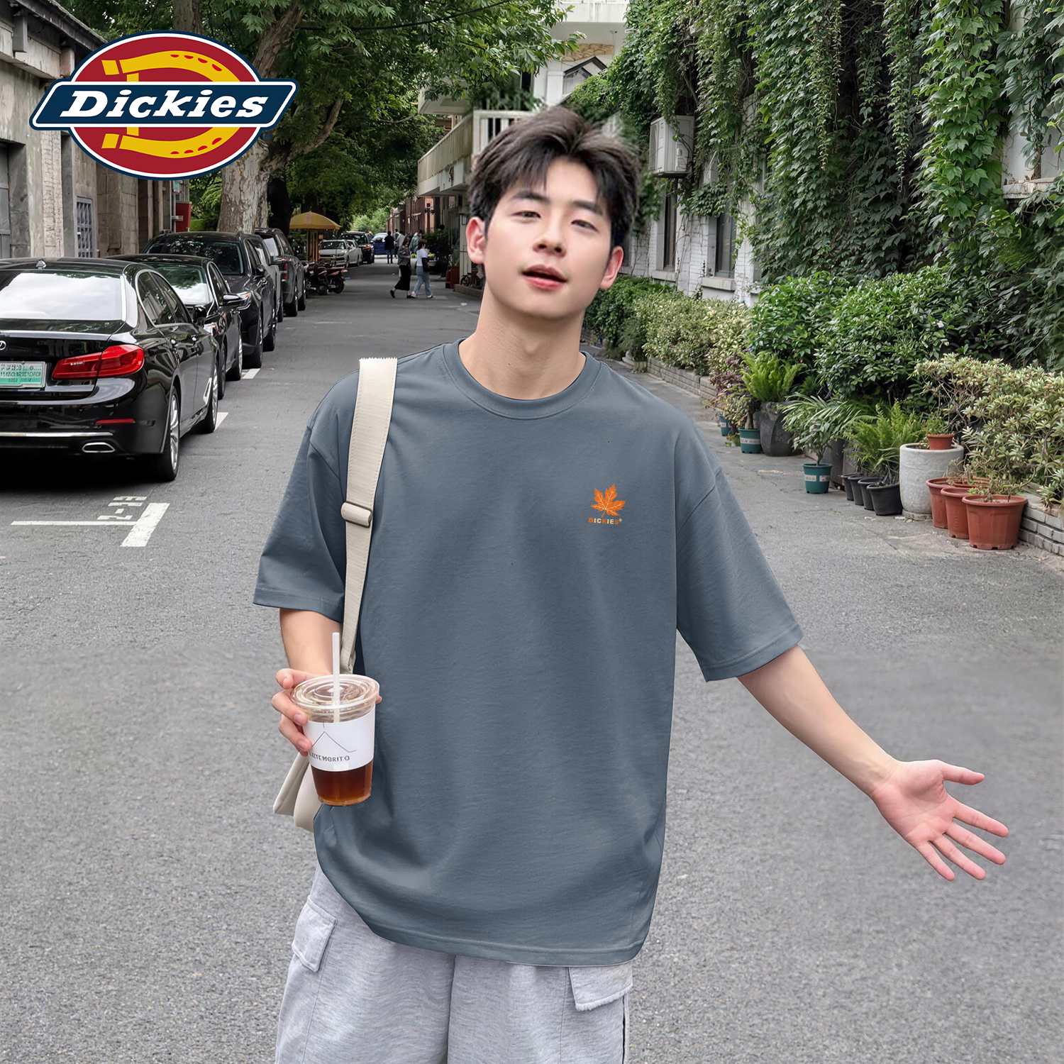 Dickies铁灰色美式重磅短袖T恤男女同款2026新款夏季纯棉百搭半袖