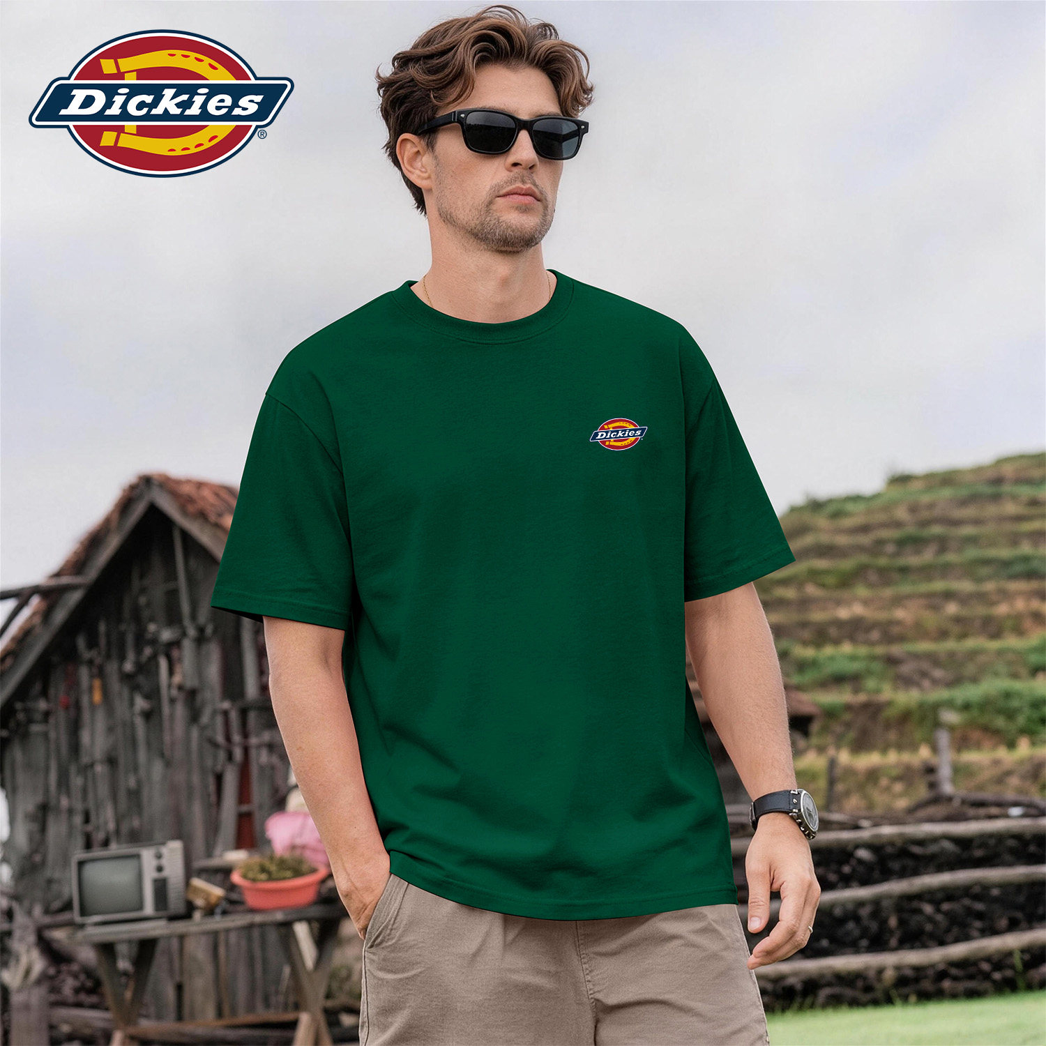 Dickies墨绿色美式重磅青少年短