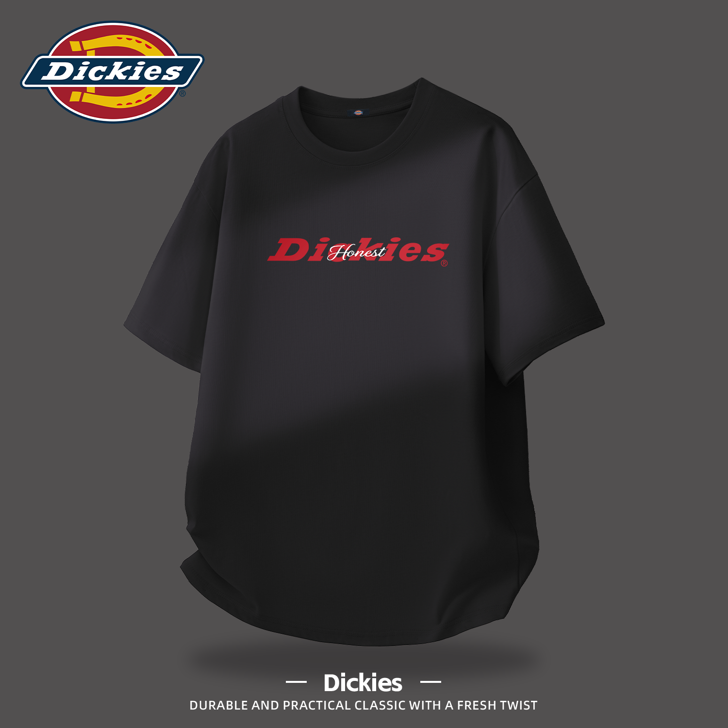 Dickies美式重磅纯棉短袖T恤男生2026新款夏季圆领宽松大码五分袖