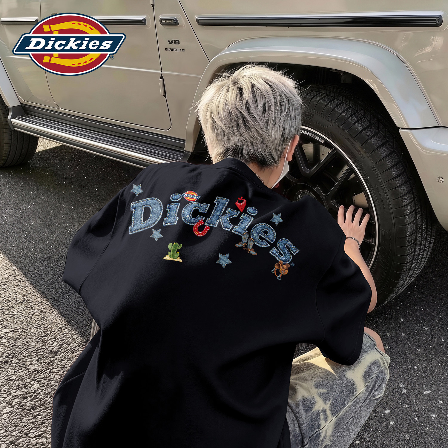 Dickies黑色男生纯棉短袖t恤