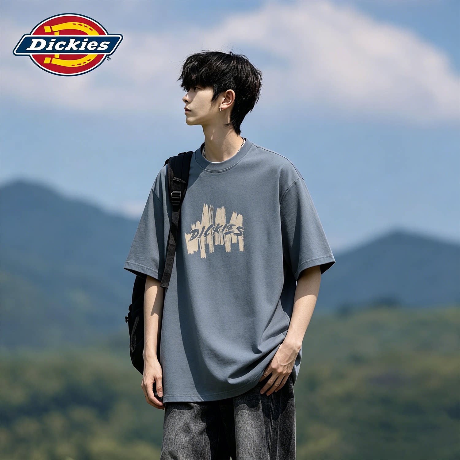 Dickies深灰色男士纯棉短袖T恤
