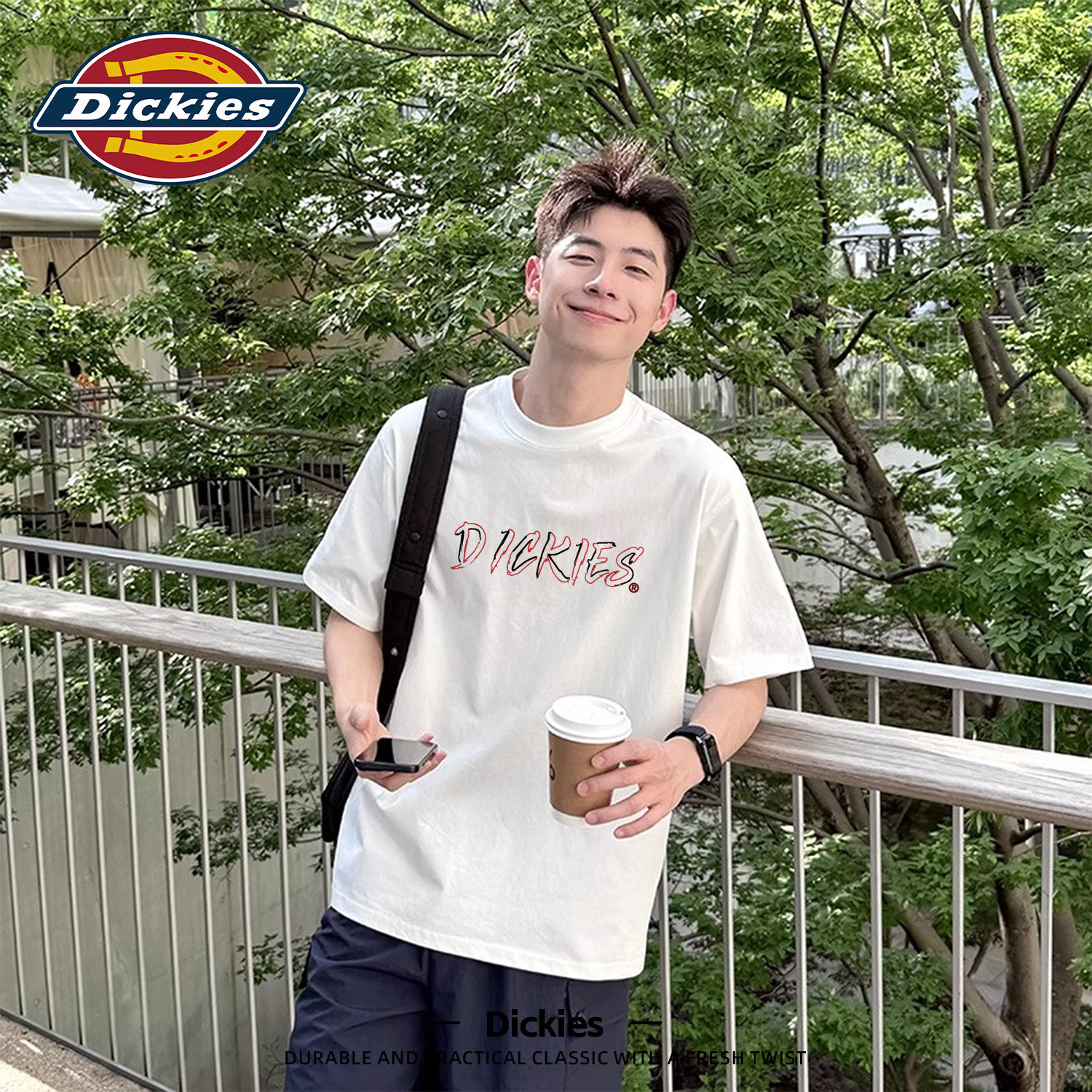 Dickies国潮拼色印花短袖t恤男