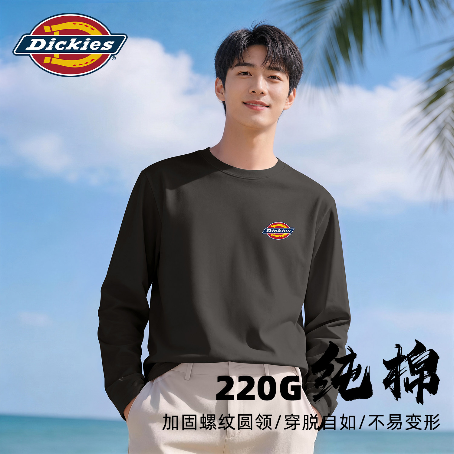 Dickies黑色男生长袖T恤2026秋