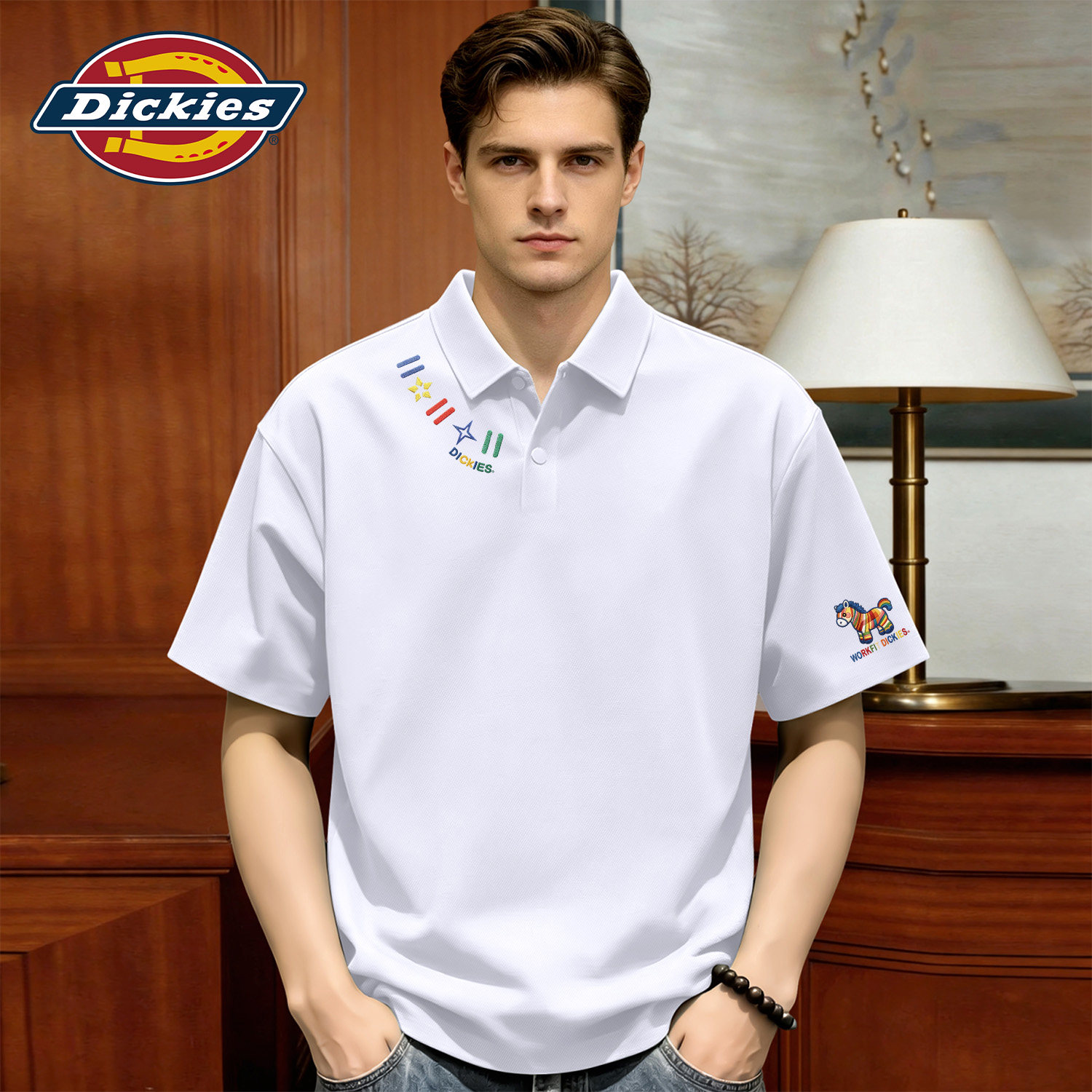 Dickies白色凉感短袖POLO衫男款