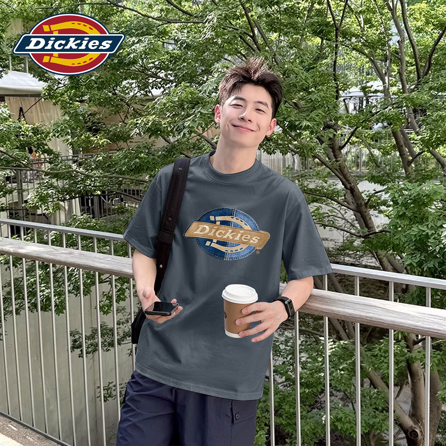 Dickies铁灰色男生百搭短袖T恤2026夏季新款情侣休闲体恤打底衫潮