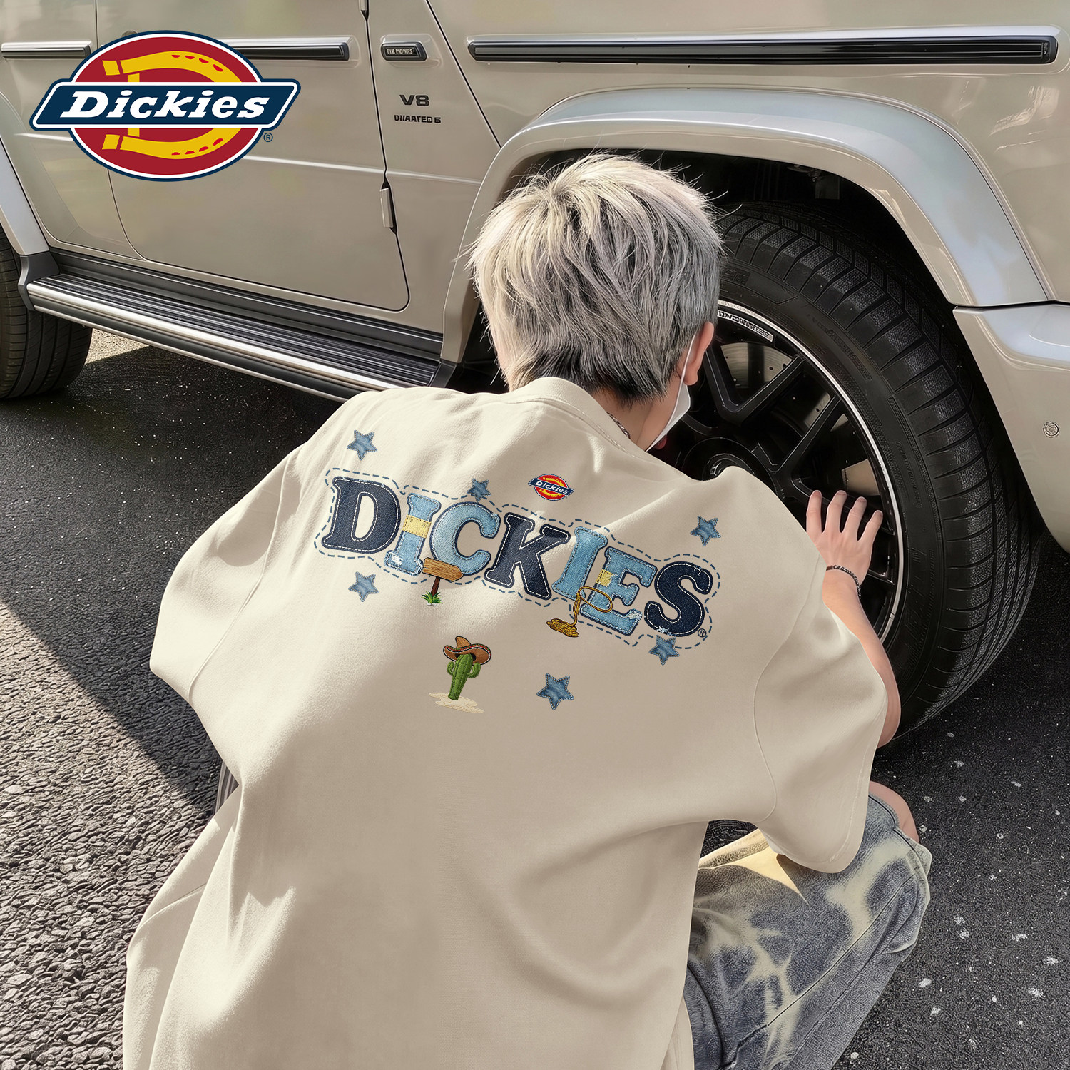 Dickies奶茶色纯棉短袖T恤男女