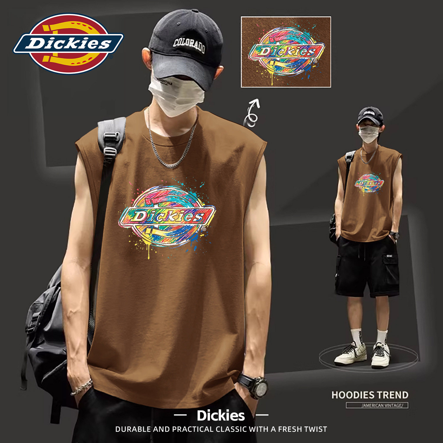 Dickies棕色百搭纯棉背心男生